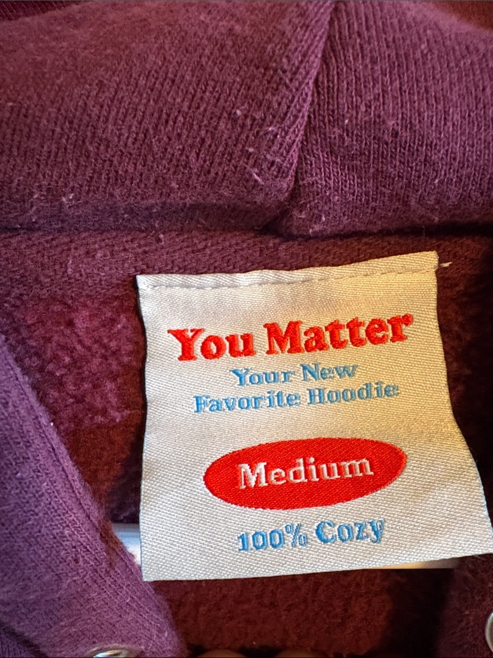 Maroon Zip-Up Hoodie with "You Matter." Chest Embroidery - Unbranded - Picture 5 of 5